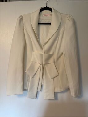 Allegra K Cream Bow-Front Women's Blazer Jacket
